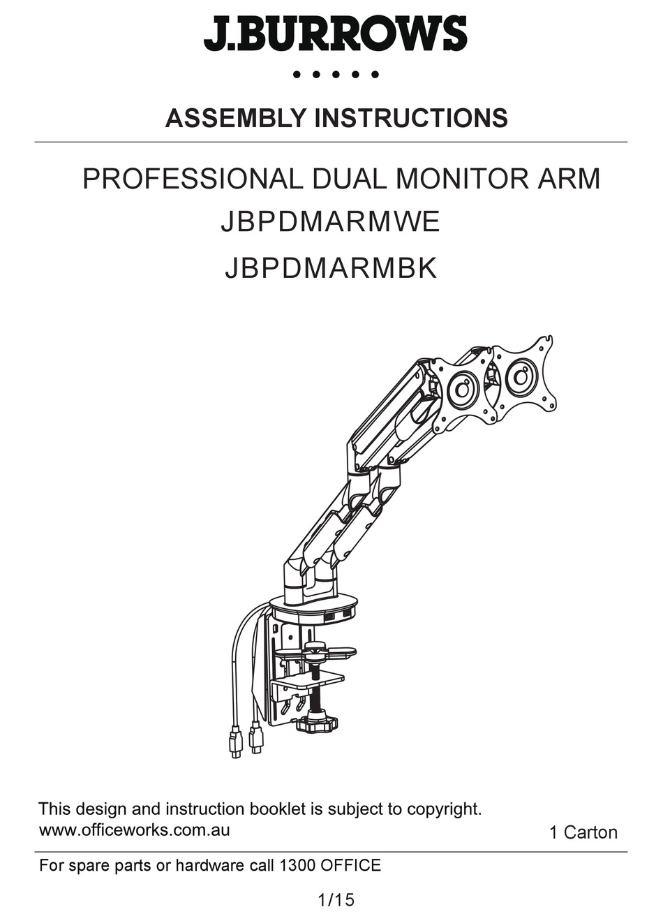 j burrows dual monitor arm