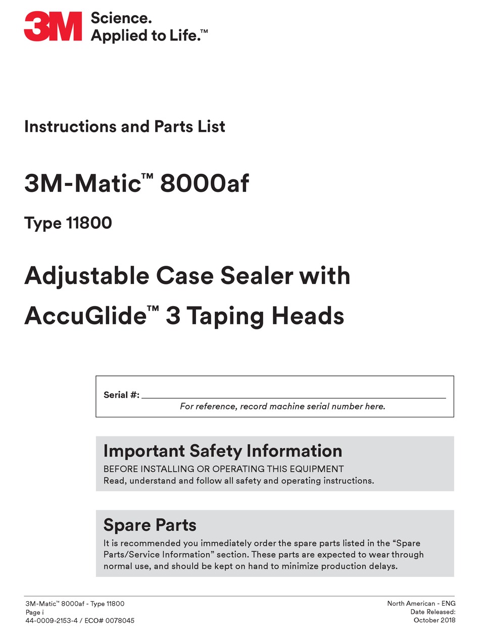 3m Matic 8000af Instructions And Parts List Pdf Download Manualslib