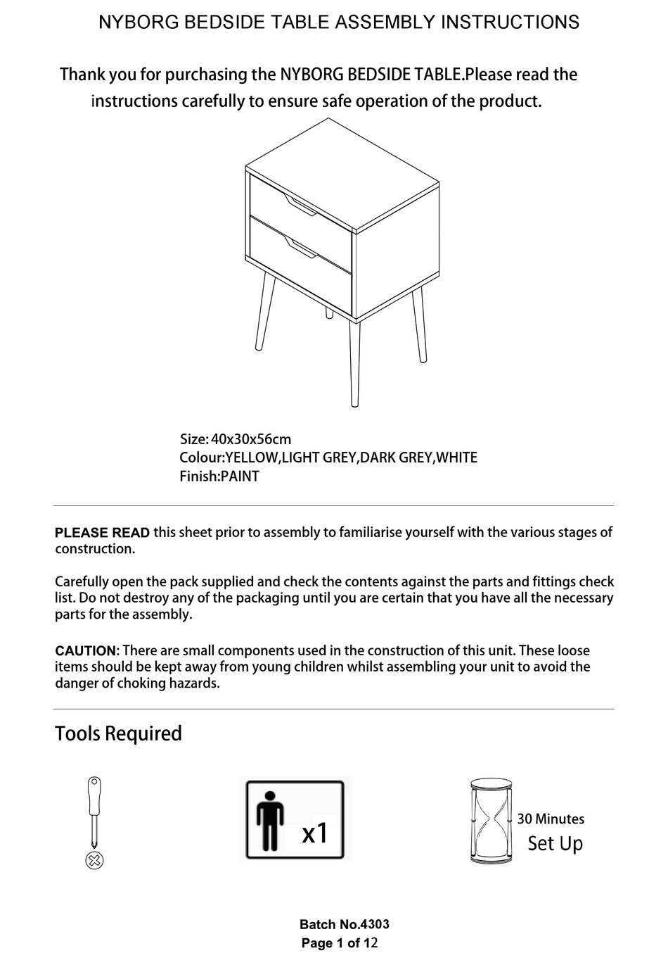 NYBORG BEDSIDE TABLE ASSEMBLY INSTRUCTIONS MANUAL Pdf Download 