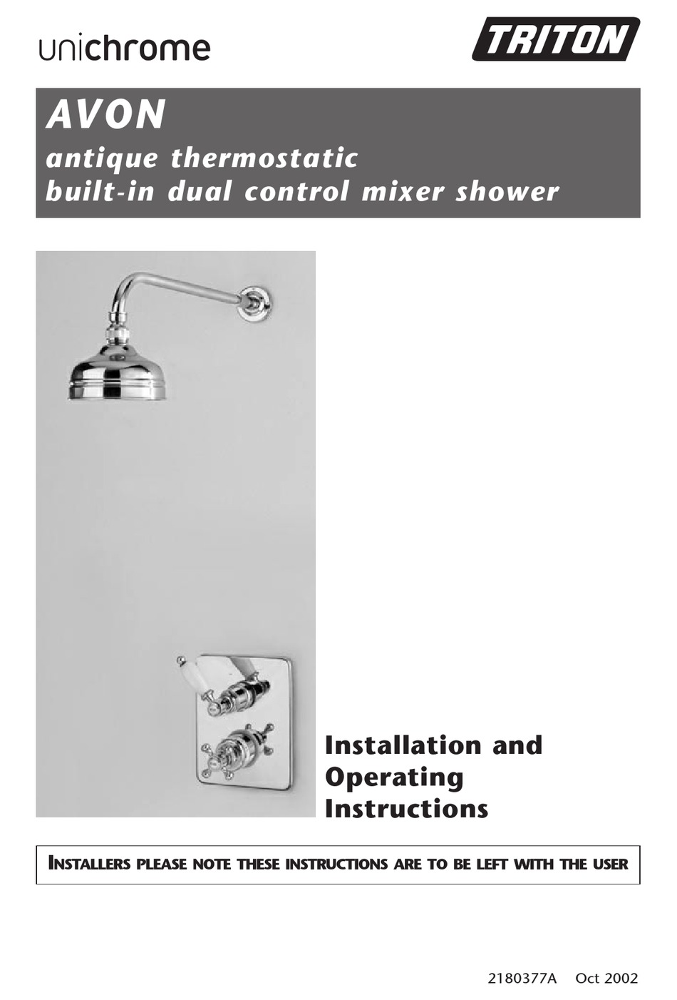 TRITON UNICHROME AVON INSTALLATION AND OPERATING INSTRUCTIONS MANUAL