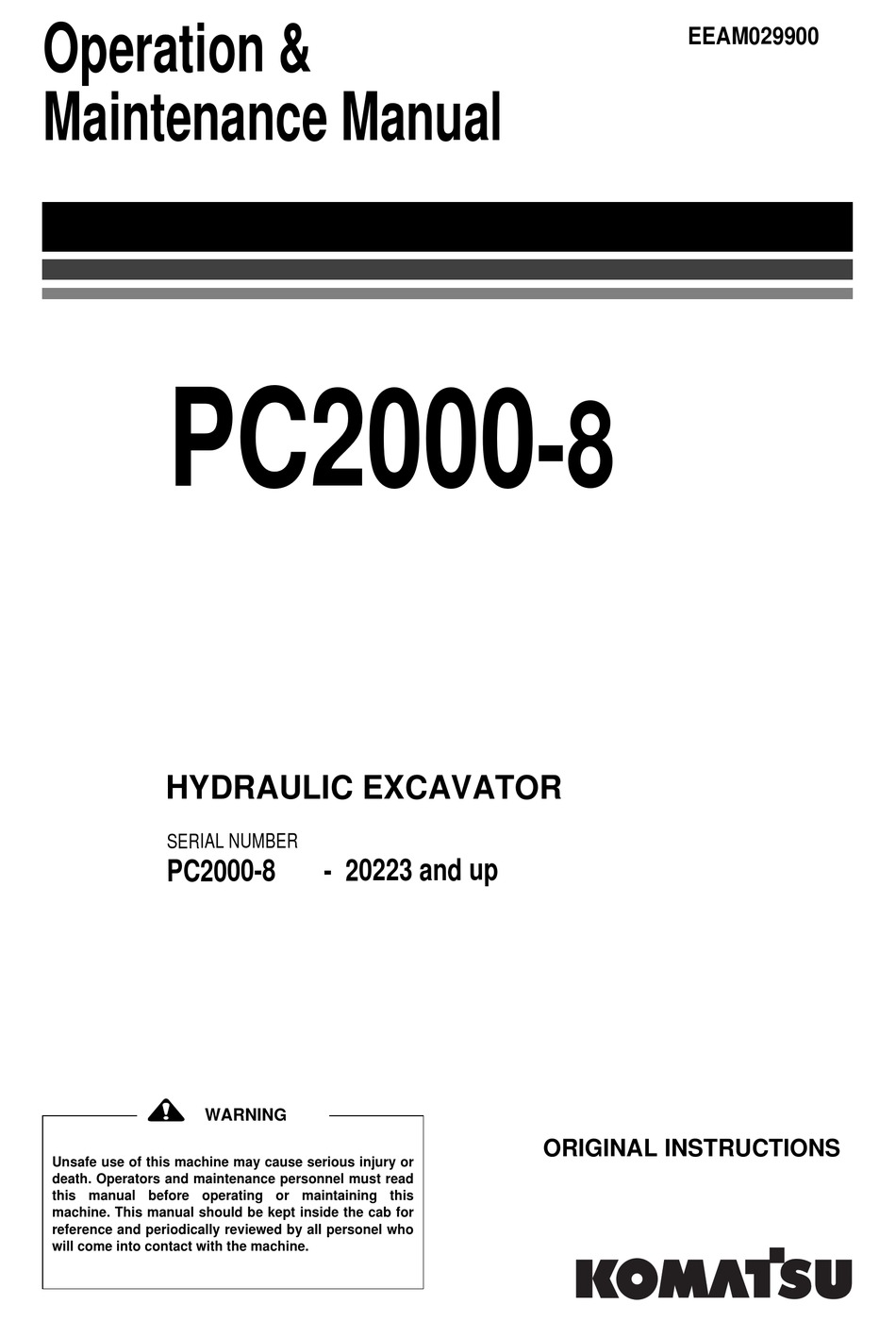 Komatsu Pc00 8 Operation Maintenance Manual Pdf Download Manualslib