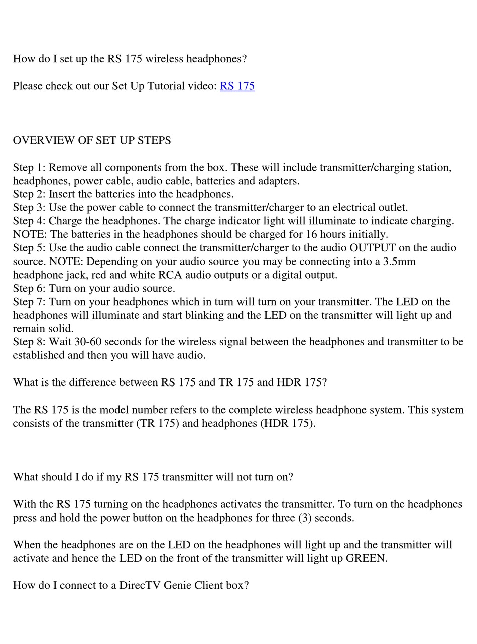 Sennheiser Rs 175 Manual Pdf Download Manualslib