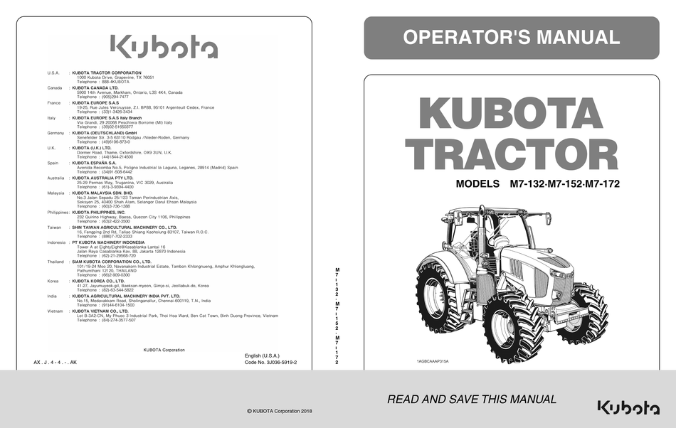 Kubota M7 132 Operator S Manual Pdf Download Manualslib