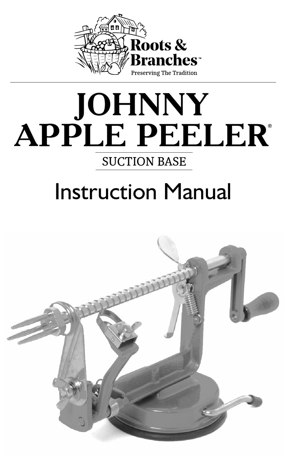 Johnny Apple Peeler with Suction Base, Roots & Branches