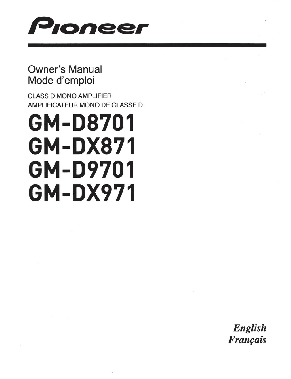 Pioneer Gm D8701 Owner S Manual Pdf Download Manualslib