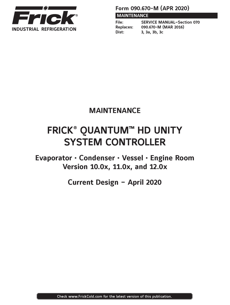 FRICK QUANTUM HD UNITY MAINTENANCE MANUAL Pdf Download ManualsLib