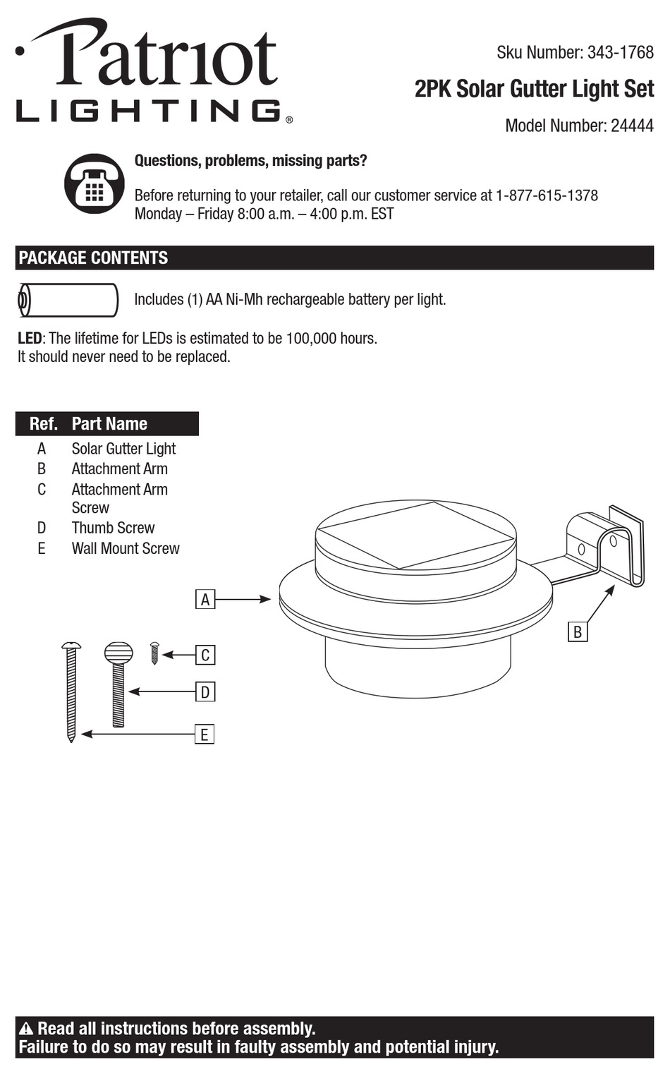PATRIOT LIGHTING 24444 QUICK START MANUAL Pdf Download ManualsLib