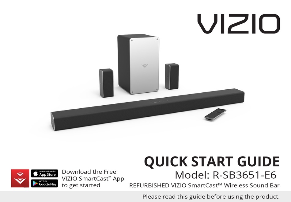 VIZIO SMARTCAST R-SB3651-E6 QUICK START MANUAL Pdf Download | ManualsLib