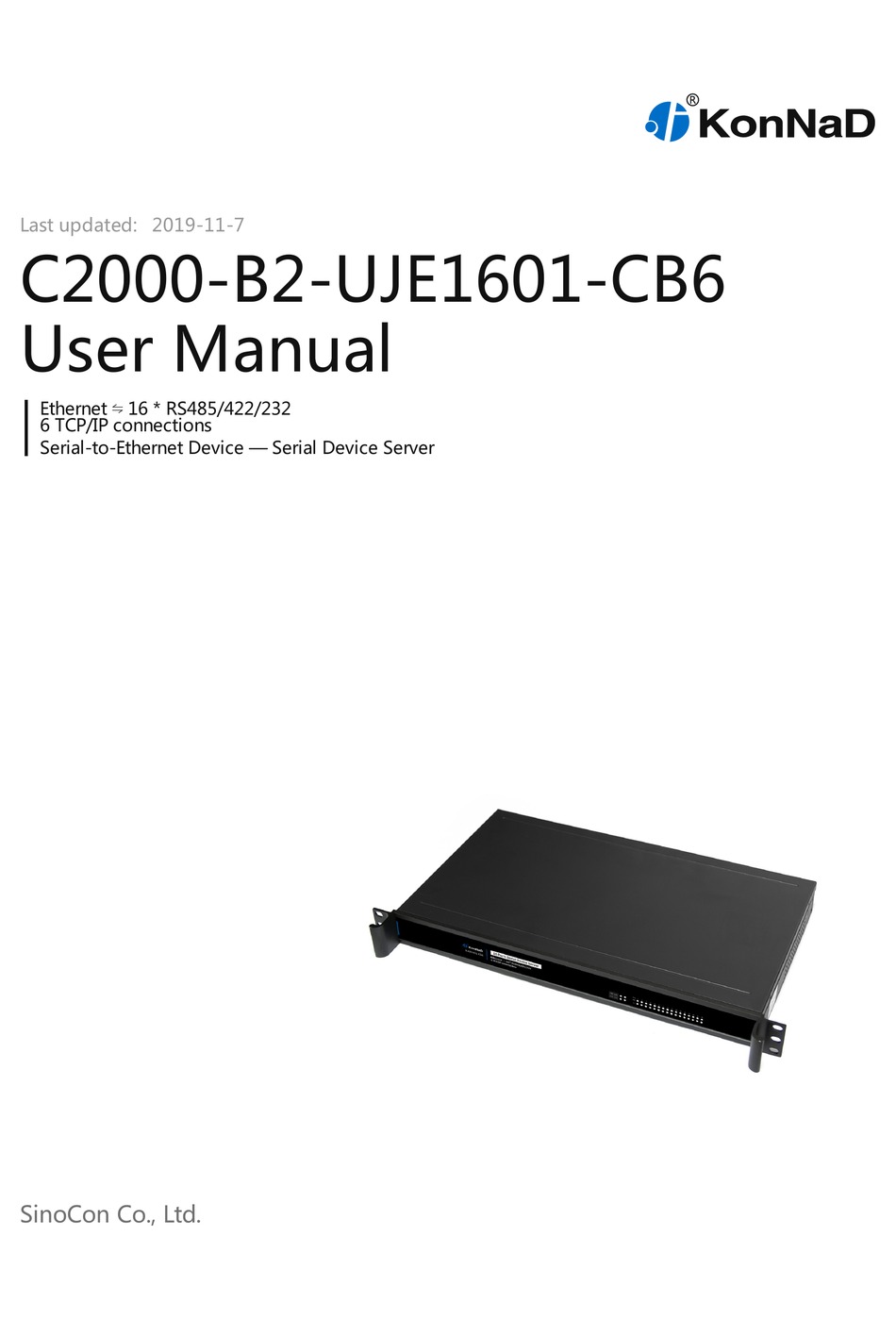 SINOCON KONNAD C2000-B2-UJE1601-CB6 USER MANUAL Pdf Download | ManualsLib