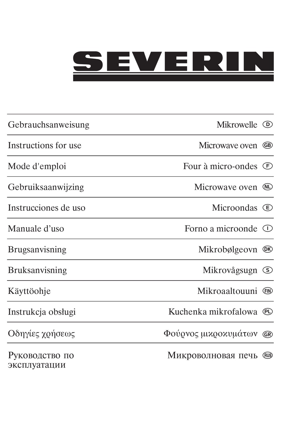 SEVERIN MW-7829 INSTRUCTIONS FOR USE MANUAL Pdf Download | ManualsLib