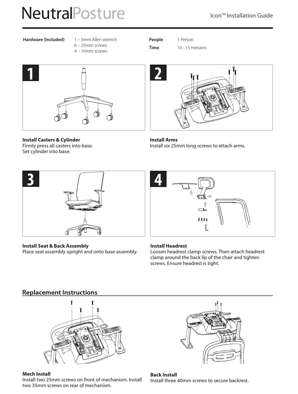 NEUTRAL POSTURE ICON INSTALLATION MANUAL Pdf Download ManualsLib