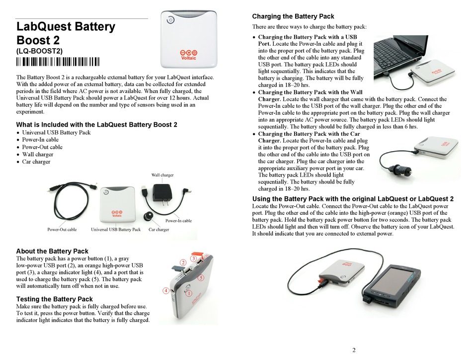 VERNIER LABQUEST BATTERY BOOST 2 MANUAL Pdf Download ManualsLib
