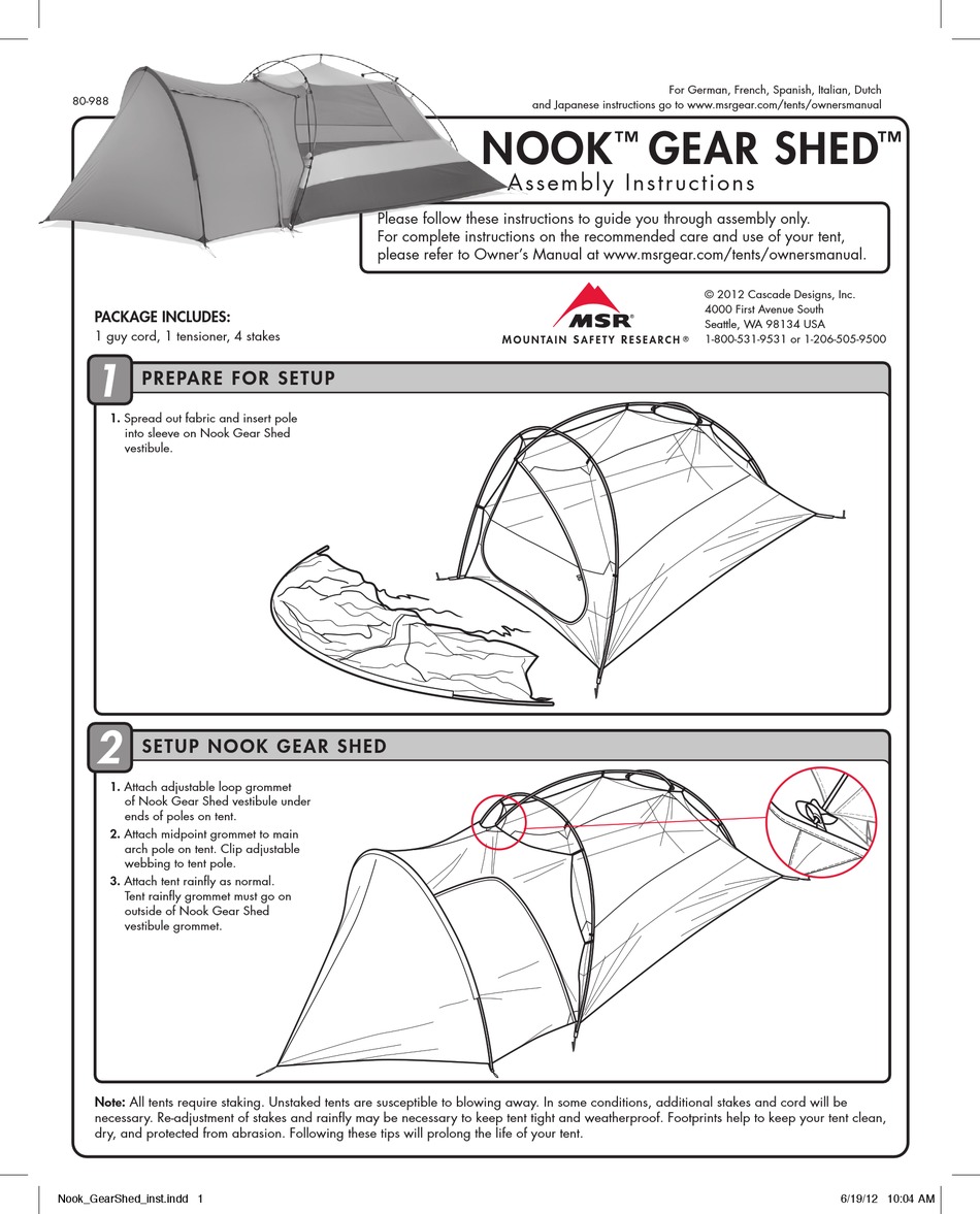 Msr nook hotsell gear shed