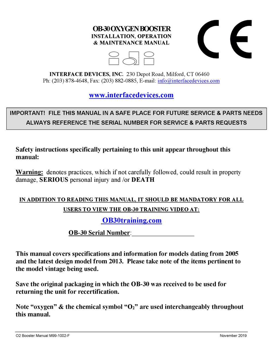INTERFACE DEVICES OB30 INSTALLATION, OPERATION & MAINTENANCE MANUAL