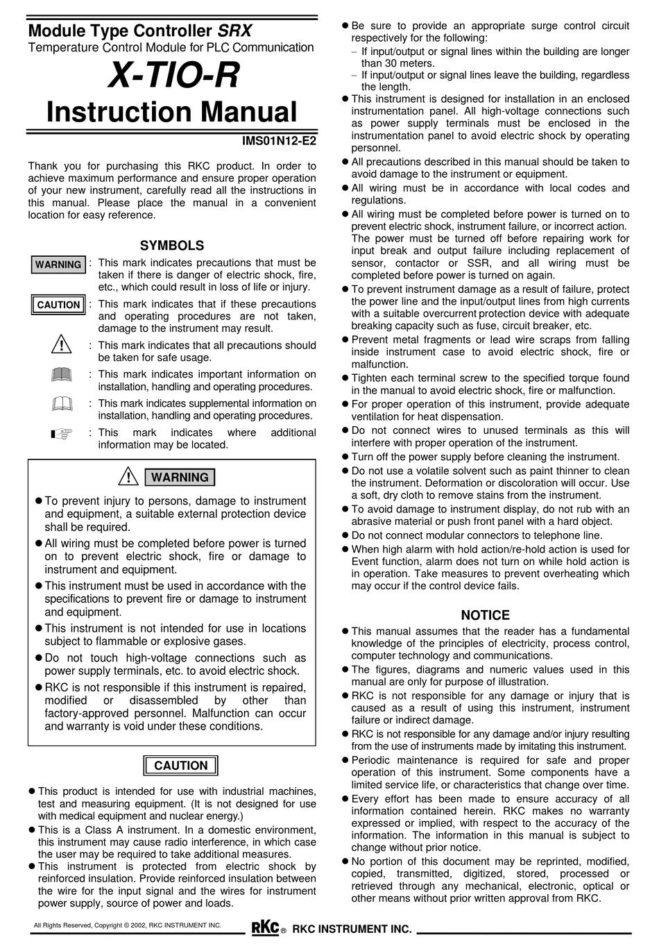 RKC INSTRUMENT XTIOR INSTRUCTION MANUAL Pdf Download ManualsLib