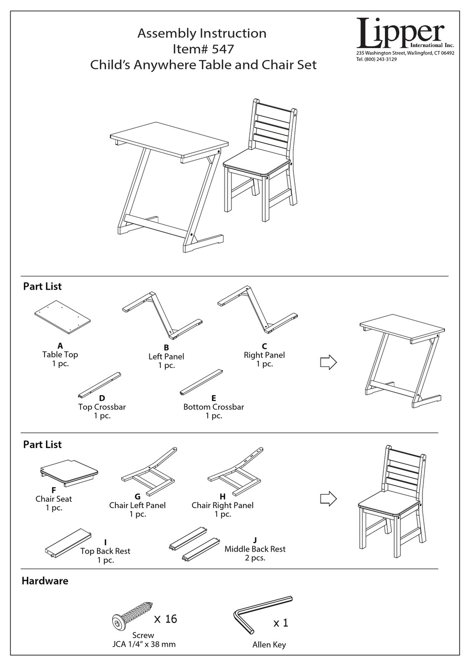 LIPPER CHILD’S ANYWHERE TABLE AND CHAIR SET ASSEMBLY INSTRUCTION Pdf
