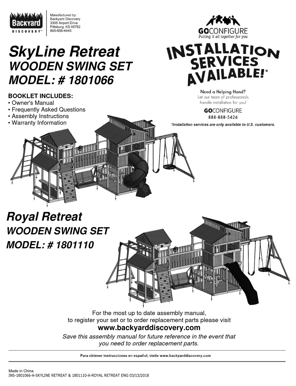 BACKYARD DISCOVERY SKYLINE RETREAT 1801066 OWNER