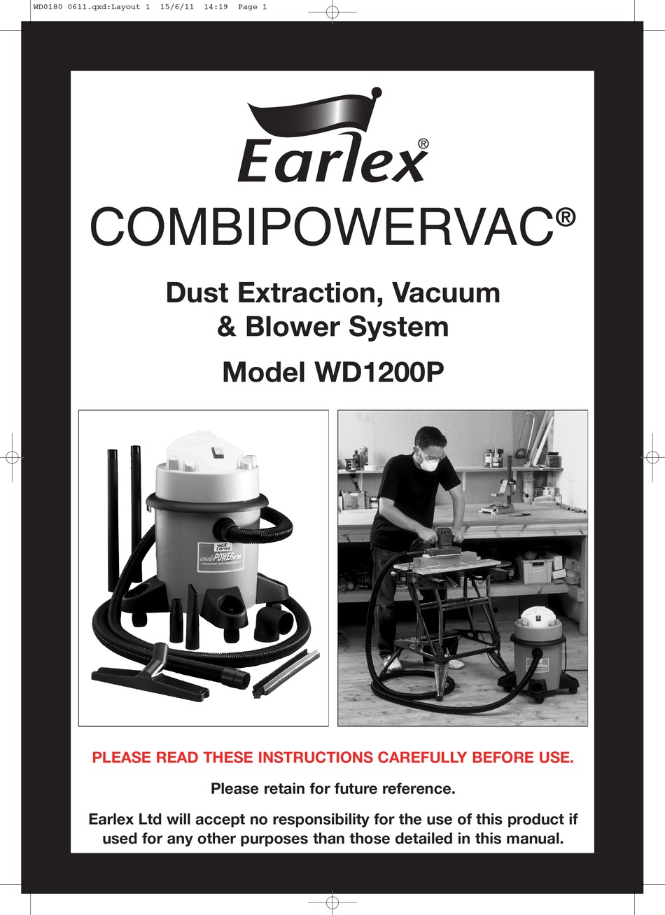 Earlex COMBIPOWERVAC WD1200P Manual 