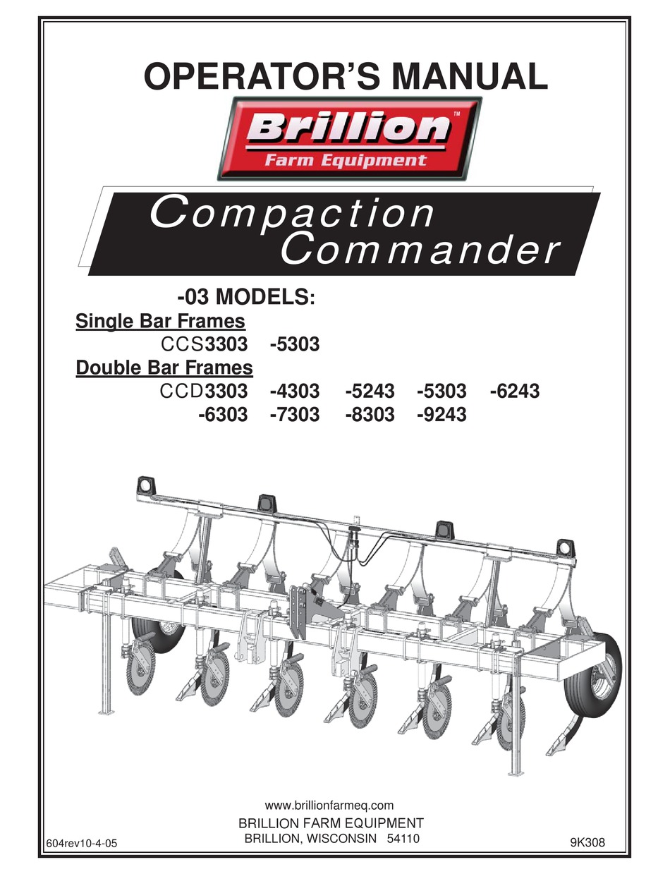 BRILLION COMPACTION COMMANDER 03 SERIES OPERATOR'S MANUAL Pdf Download