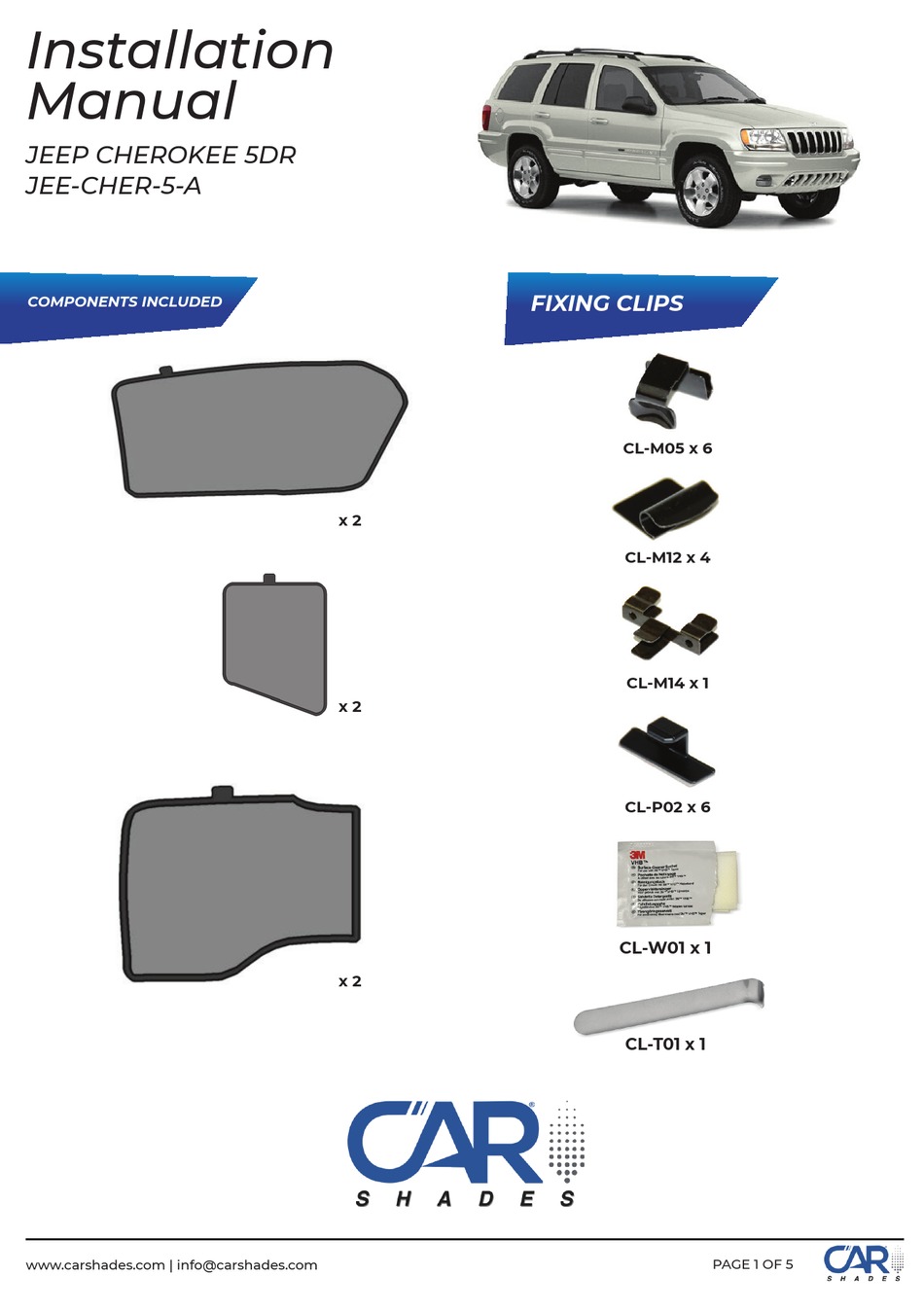 CAR SHADES JEECHER5A INSTALLATION MANUAL Pdf Download ManualsLib