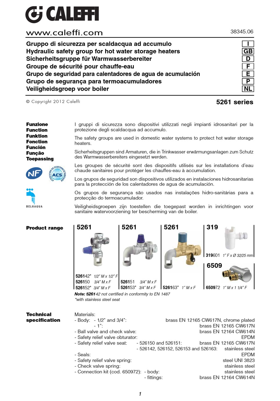 CALEFFI 5261 SERIES MANUAL Pdf Download ManualsLib