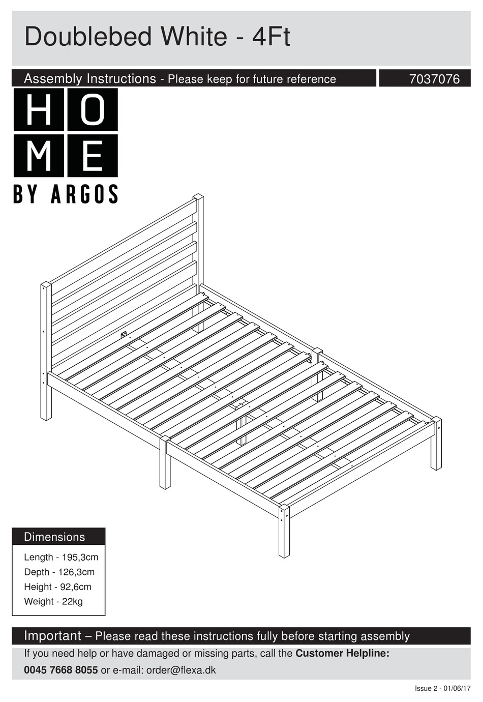 ARGOS HOME DOUBLEBED WHITE 4FT ASSEMBLY INSTRUCTIONS MANUAL Pdf