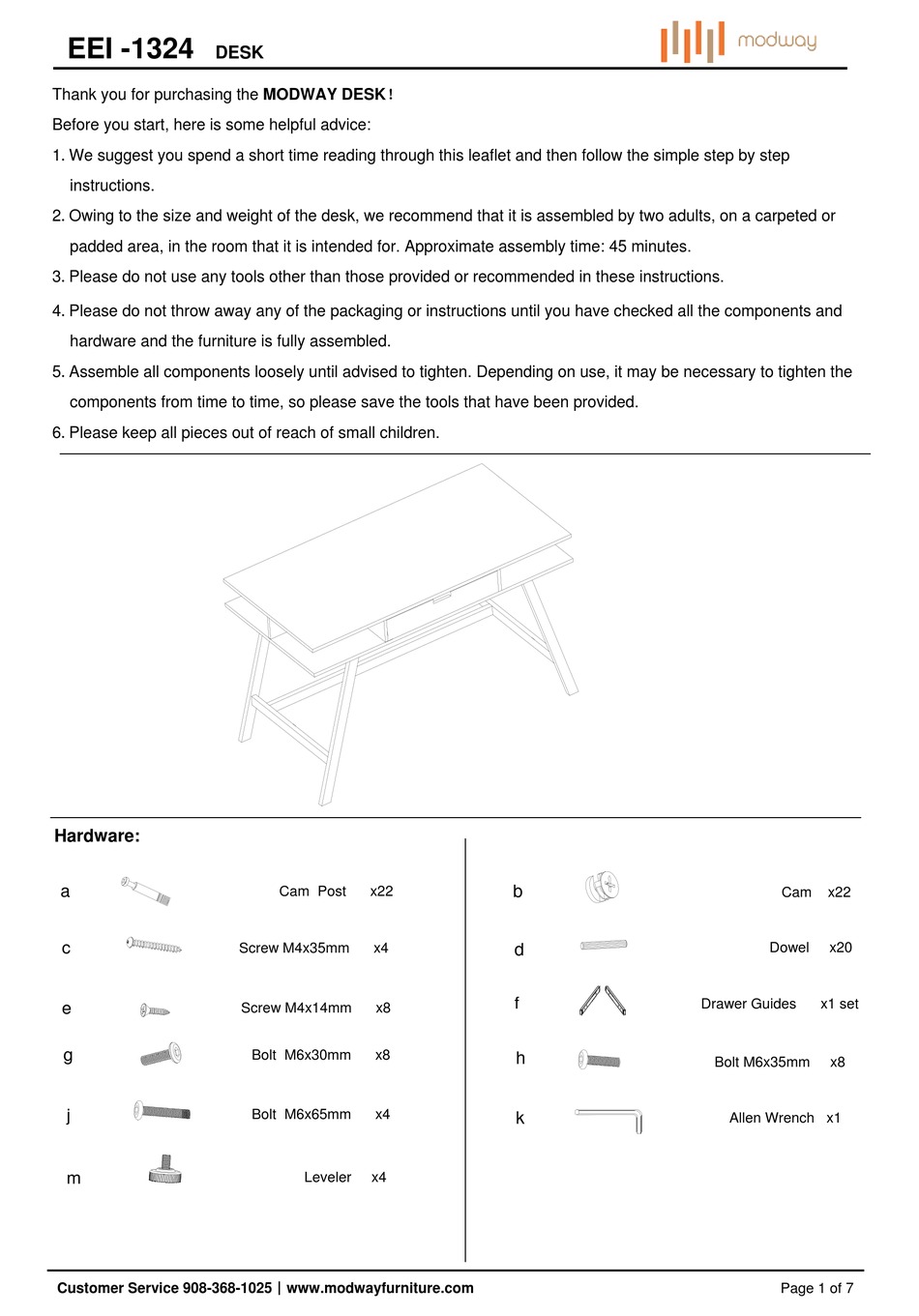 MODWAY EEI 1324 ASSEMBLY INSTRUCTIONS MANUAL Pdf Download ManualsLib