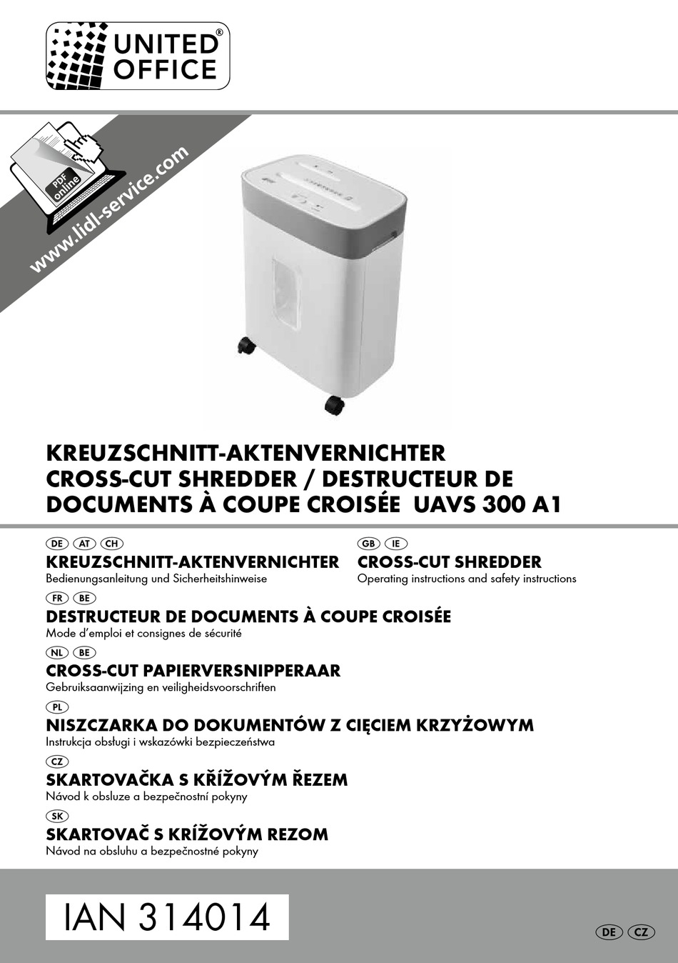 United Office Document Shredder 190 W Fabriqué en Allemagne
