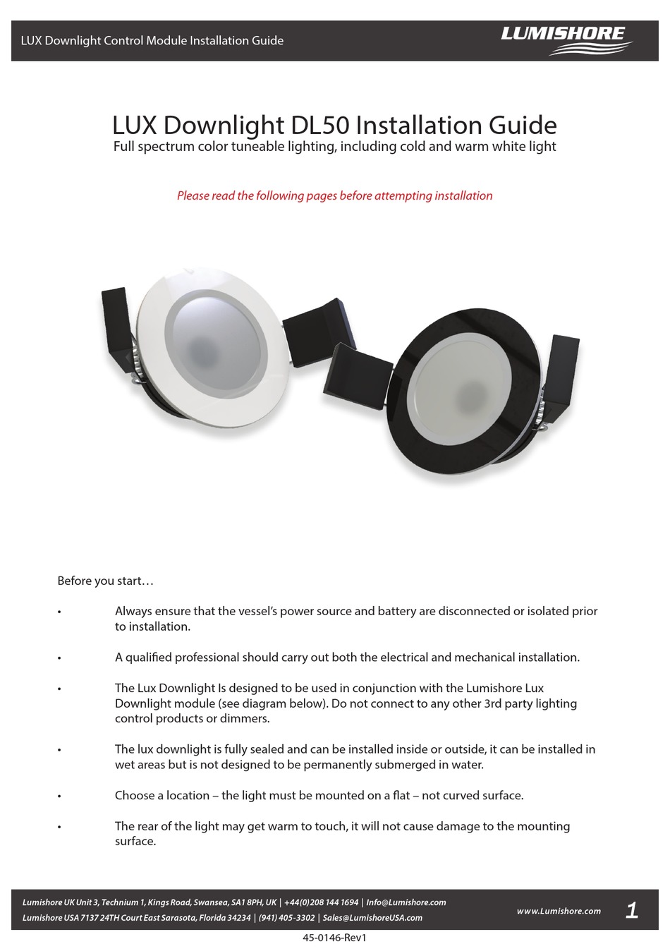 LUMISHORE LUX DL50 INSTALLATION MANUAL Pdf Download ManualsLib