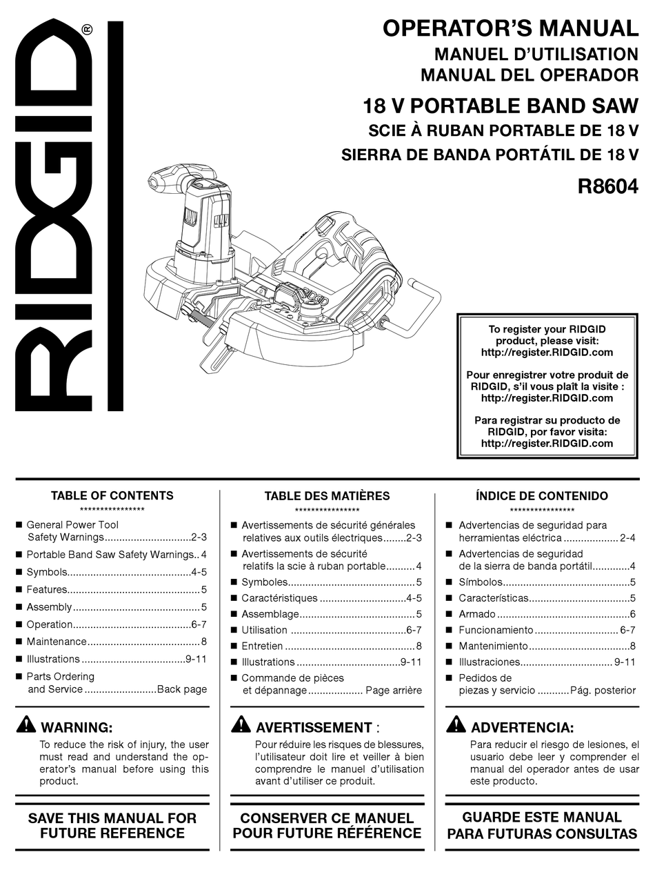 RIDGID R8604 OPERATOR'S MANUAL Pdf Download | ManualsLib