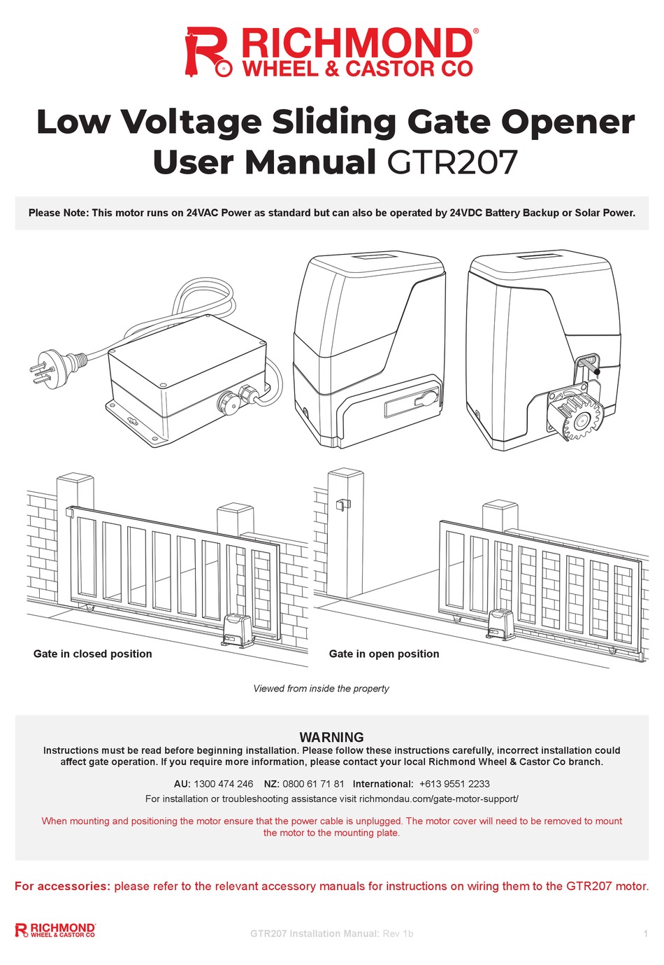 Richmond Gtr207 User Manual Pdf Download Manualslib