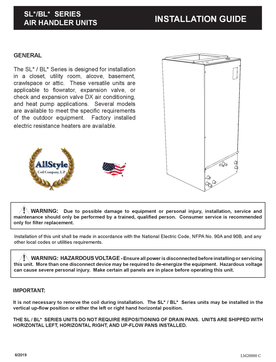 ALLSTYLE SL SERIES INSTALLATION MANUAL Pdf Download ManualsLib