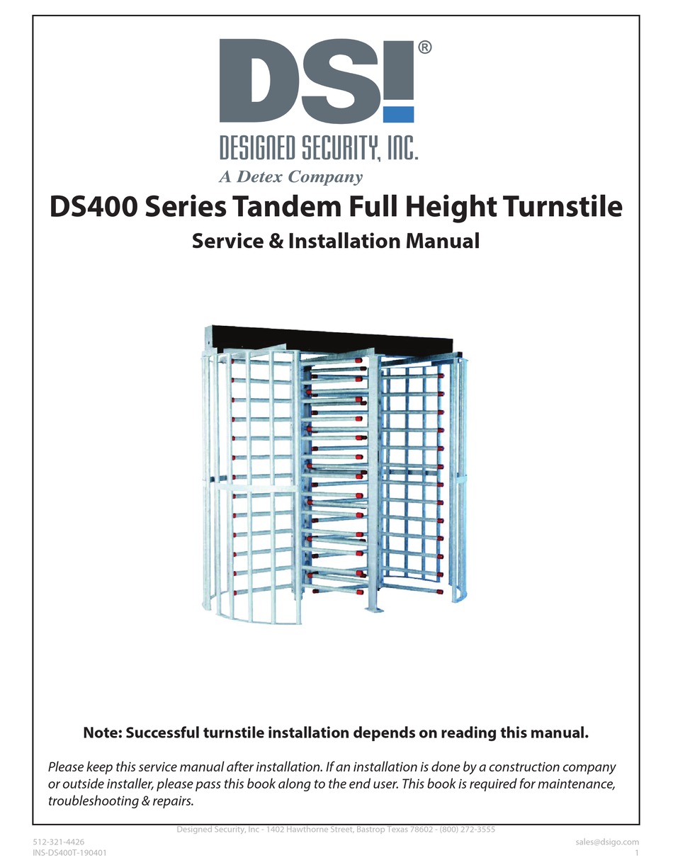 DSI DS400 SERIES SERVICE & INSTALLATION MANUAL Pdf Download ManualsLib