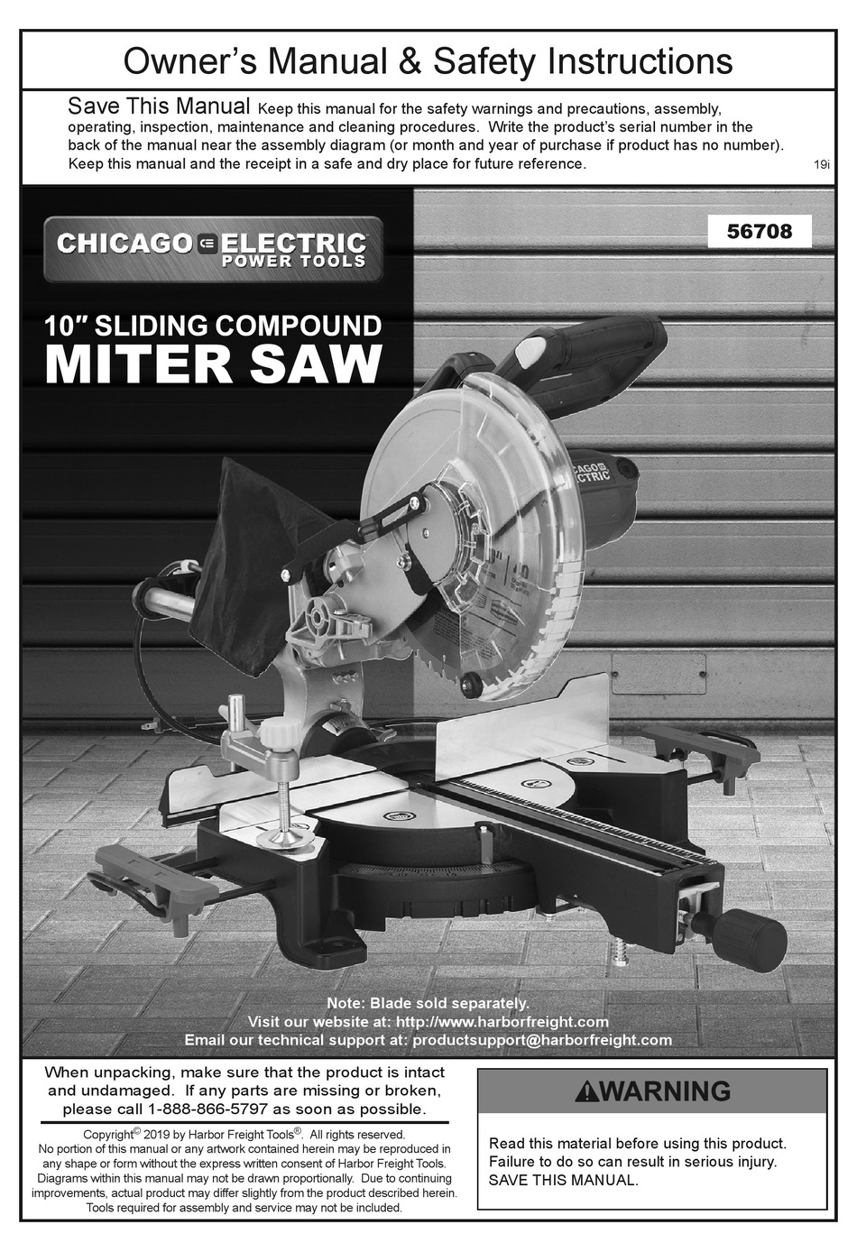 CHICAGO ELECTRIC 56708 OWNER'S MANUAL & SAFETY INSTRUCTIONS Pdf