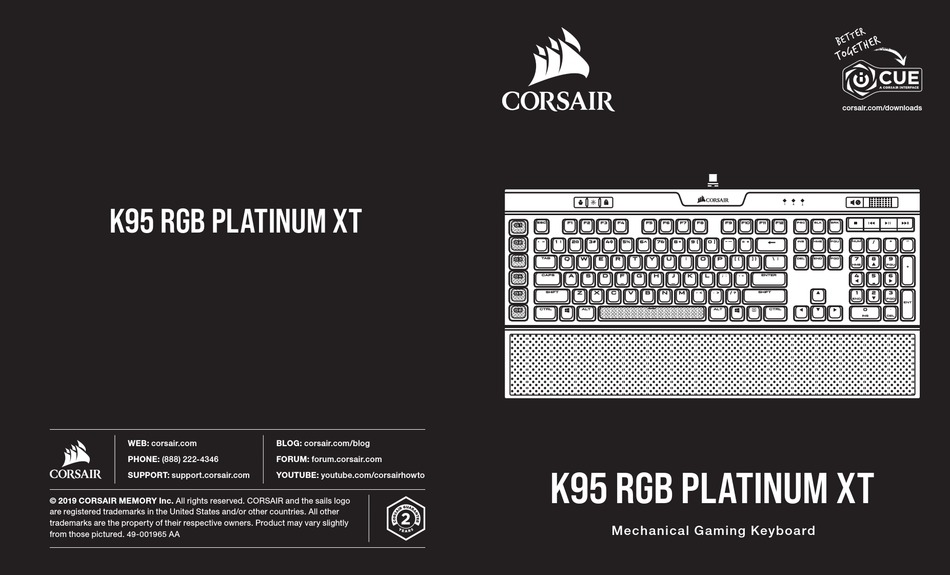 Corsair K95 Rgb Platinum Xt Manual Pdf Download Manualslib