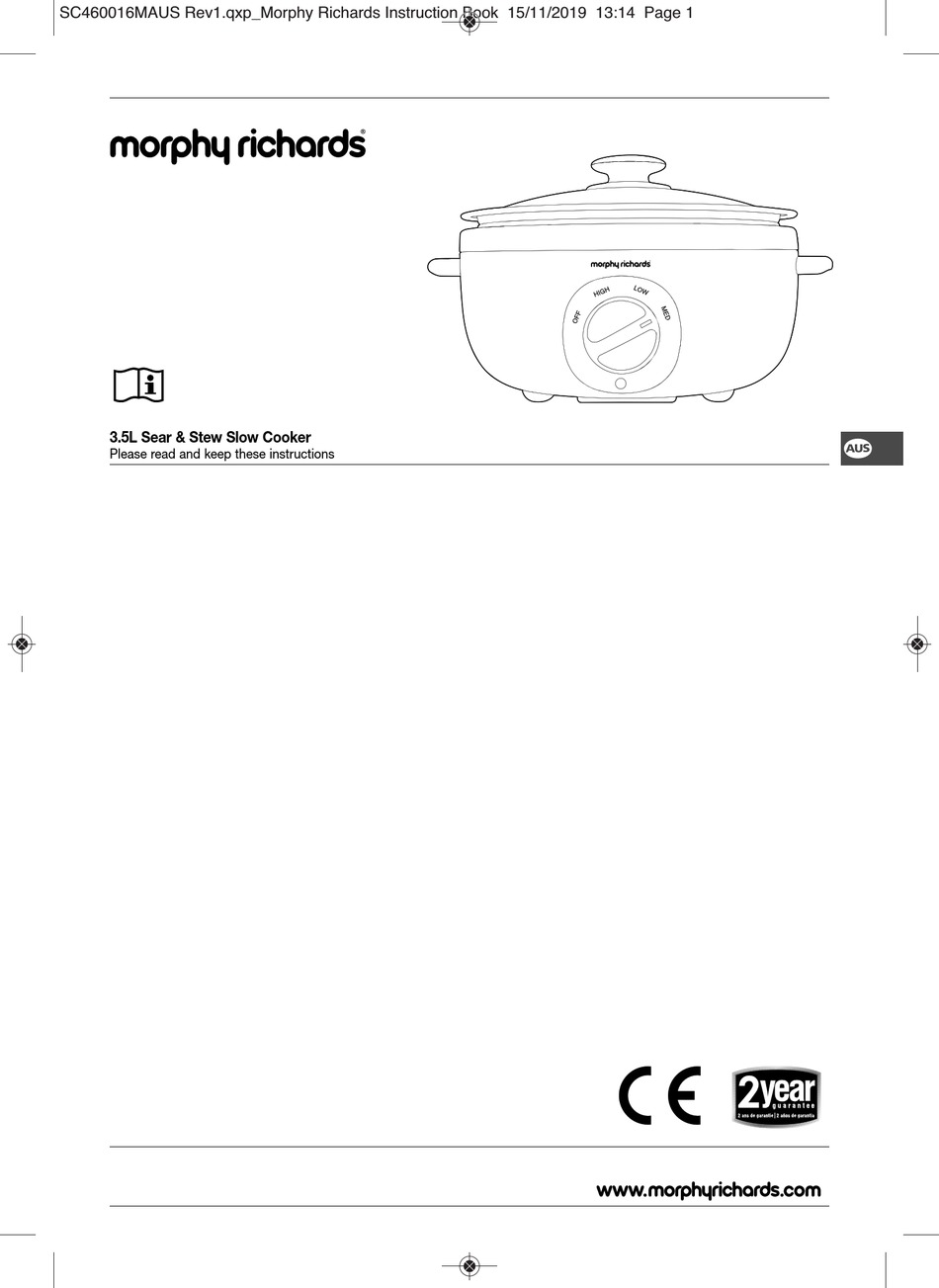 Morphy Richards 460016 Instruction Book Pdf Download 