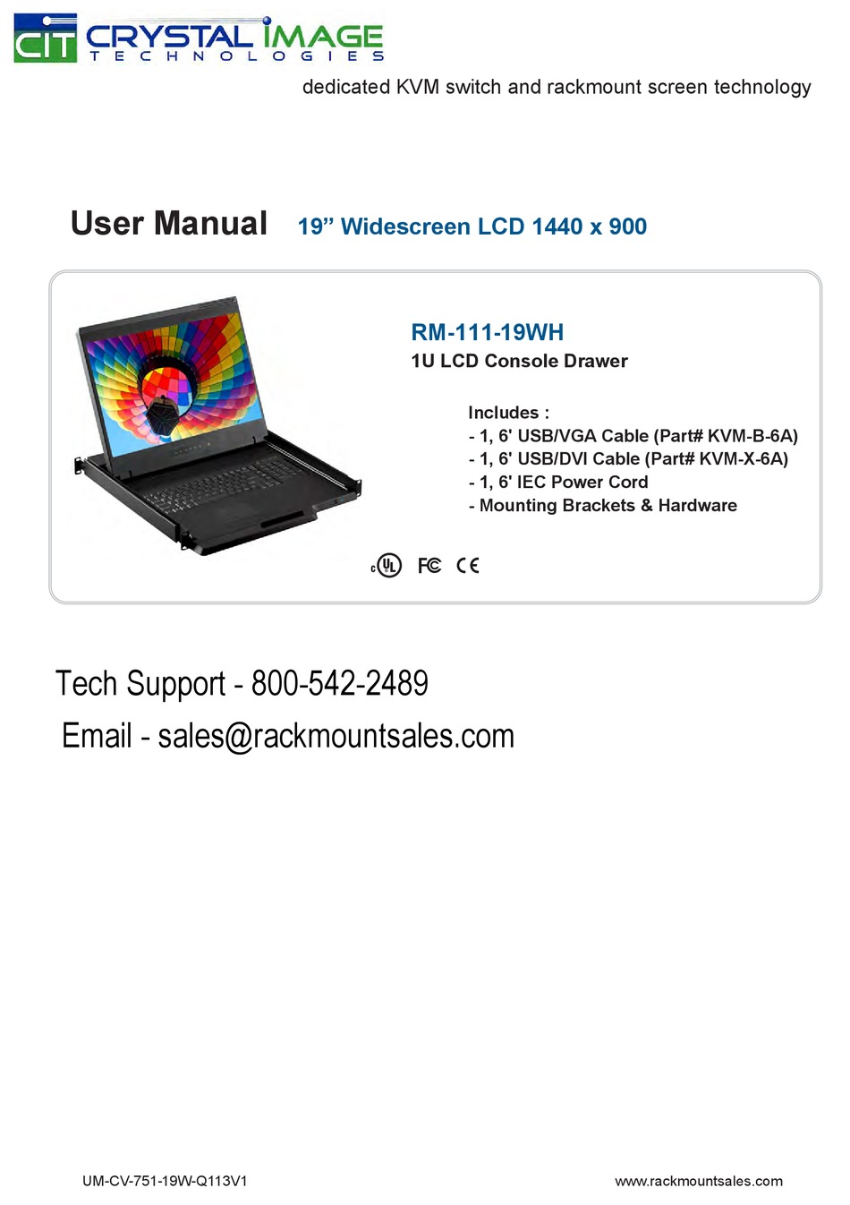 CRYSTAL IMAGE TECHNOLOGIES RM11119WH USER MANUAL Pdf Download