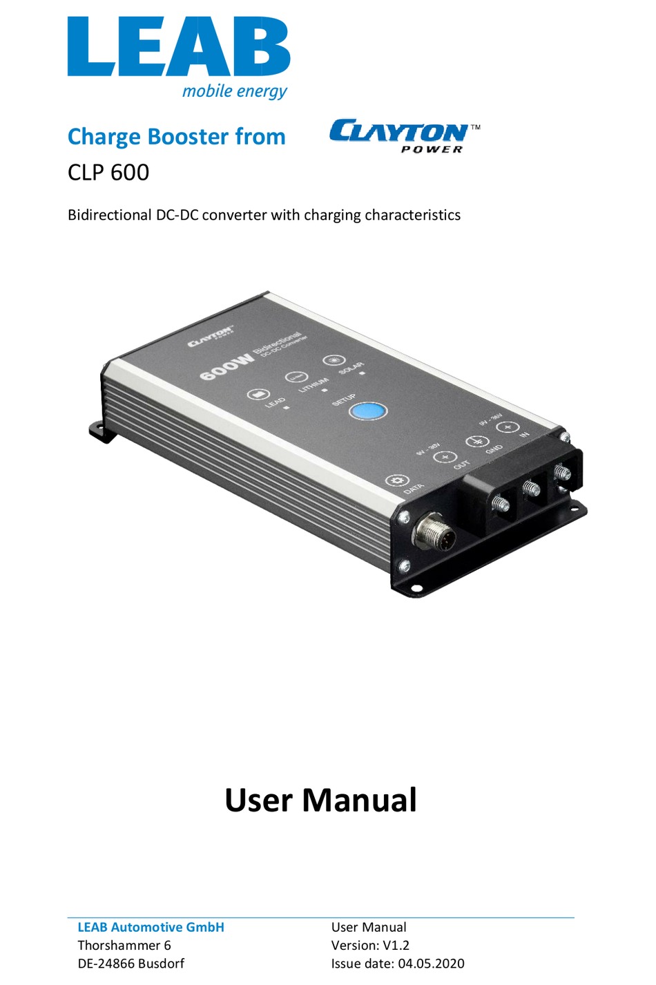 LEAB CLAYTON POWER CLP 600 USER MANUAL Pdf Download ManualsLib