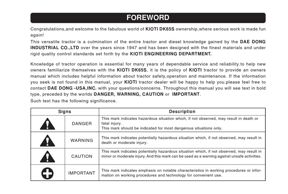 Details about   2006 Kioti Service Training Manual w/ binder