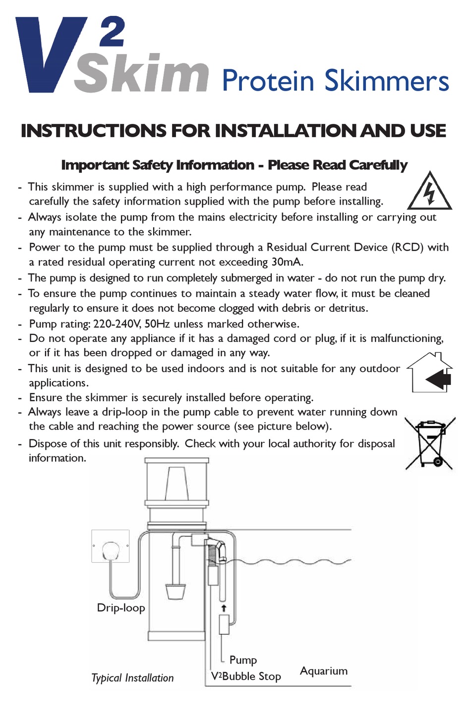 TMC V2SKIM SERIES INSTRUCTIONS FOR INSTALLATION AND USE MANUAL Pdf