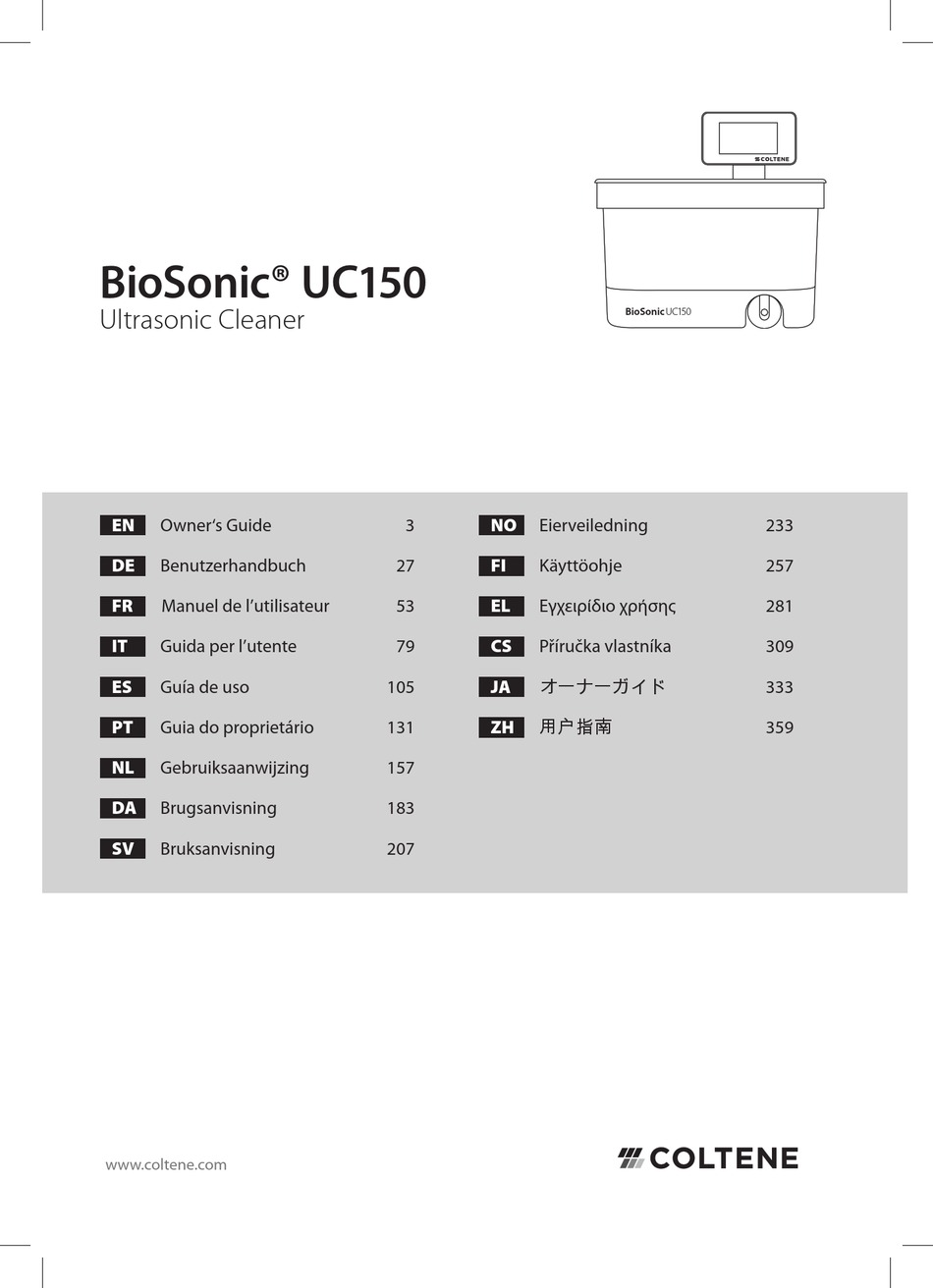 COLTENE BIOSONIC UC150 OWNER'S MANUAL Pdf Download | ManualsLib