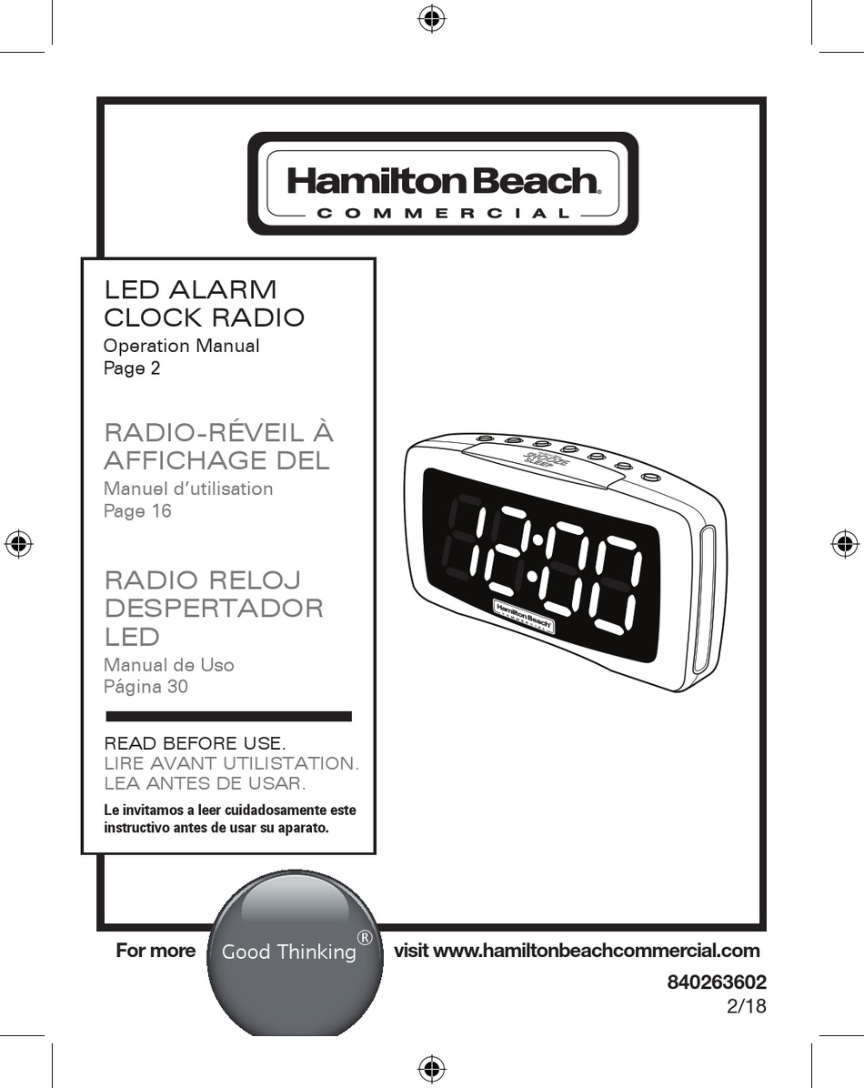 HAMILTON BEACH HCR330 OPERATION MANUAL Pdf Download | ManualsLib