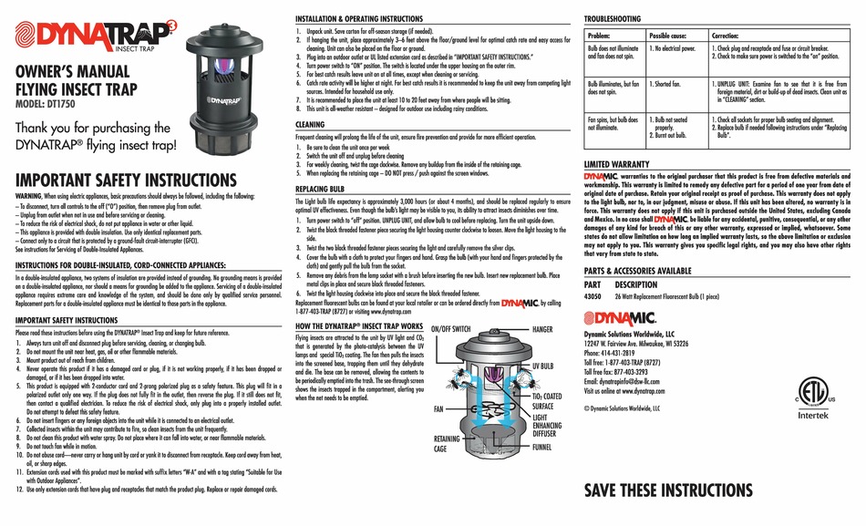 DYNAMIC DYNATRAP 3 OWNER'S MANUAL Pdf Download ManualsLib