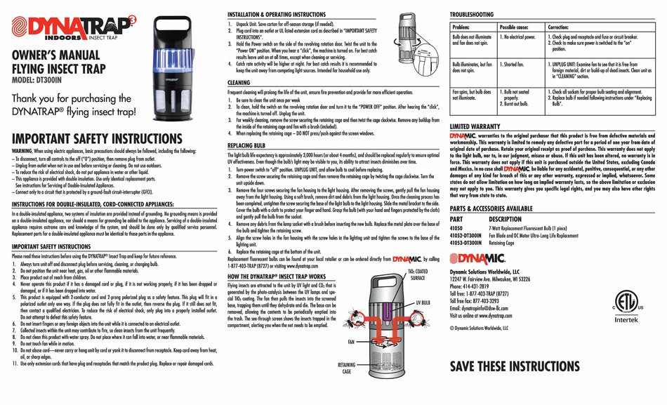 DYNAMIC DYNATRAP 3 OWNER'S MANUAL Pdf Download ManualsLib
