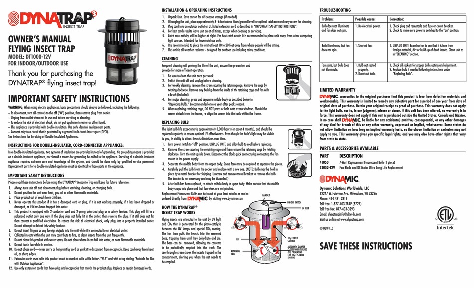 DYNAMIC DYNATRAP 3 OWNER'S MANUAL Pdf Download ManualsLib