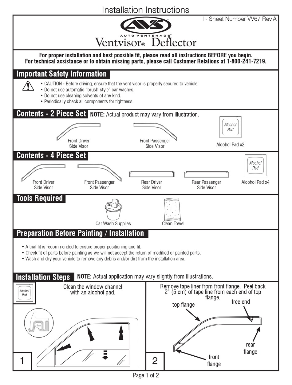 AVS VENTVISOR INSTALLATION INSTRUCTIONS MANUAL Pdf Download ManualsLib