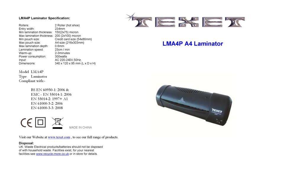 Image of Texet LMA4V at teXet website