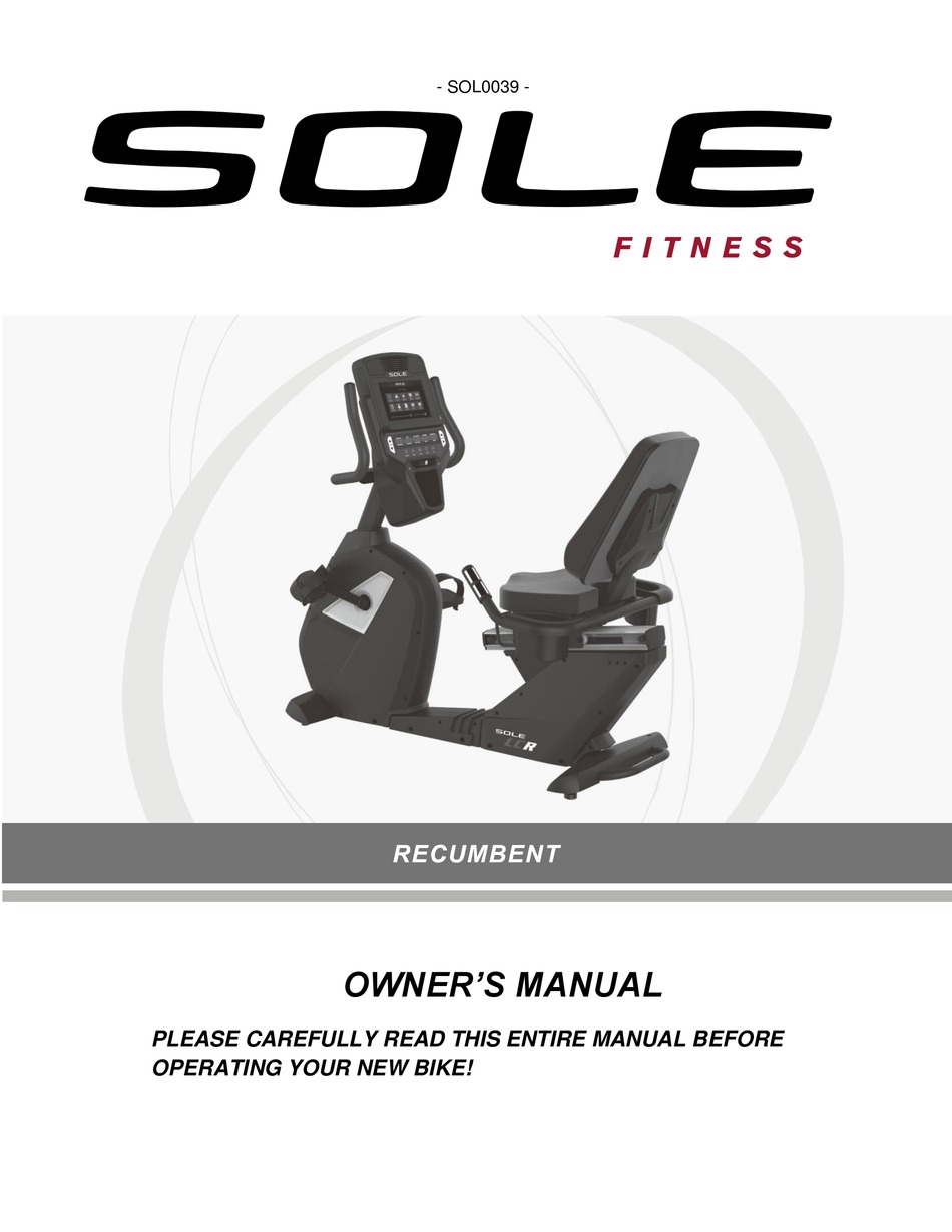 SOLE FITNESS SOL0039 OWNER'S MANUAL Pdf Download | ManualsLib