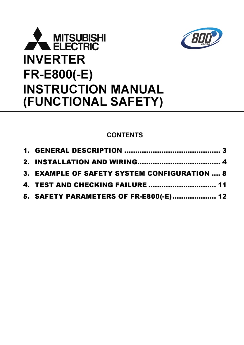 MITSUBISHI ELECTRIC 800 SERIES INSTRUCTION MANUAL Pdf Download