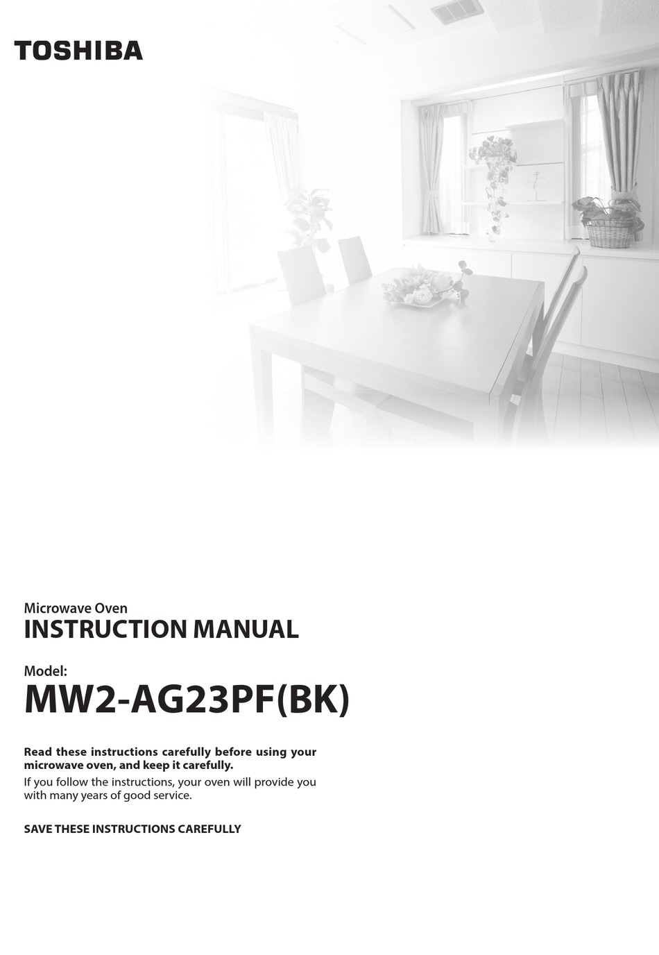 TOSHIBA MW2-AG23PF INSTRUCTION MANUAL Pdf Download | ManualsLib